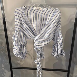 Striped Blue and White Women's Top
